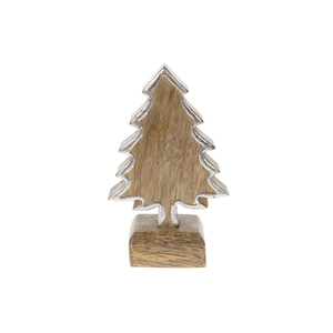 Sculpture élégante en aluminium argenté à double cœur sur socle en bois de manguier, décoration de table romantique pour la maison, prix le plus bas - Product Image 6