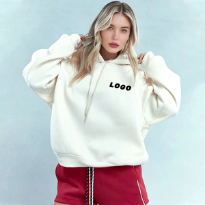 Sudadera con Capucha de Invierno Ecológica de Alta Calidad, Personalizada, de Algodón Grueso, con Hombros Caídos y Bordado para Mujer - Product Image 2