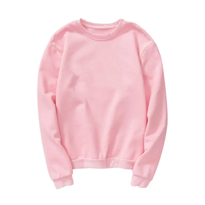Unisex <b>Pink</b> Crewneck Sweatshirt 100% Cotton Regular Fit Knitted Casual Pullover Solid Color Long Sleeve Autumn Wear - Product Image 1
