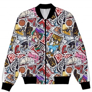 Wholesale Men's High Neck Zip Sublimation Printed Thick Breathable Windproof Bomber <b>Jacket</b> for Outdoor Activities - Product Image 1