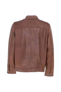 Veste en cuir de motard classique au design élégant et tendance pour hommes, coupe ajustée, écologique, respirante, hiver - Product Image 5