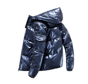 Unisex Hooded Heavy Designer Puff <b>Padded</b> <b>Coat</b> Custom Men's Shiny Fleece Puffer Jacket for Winter Oversized Men's Down Bubble - Product Image 3