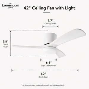Ventilateur de plafond encastré avec lumière, ventilateur de plafond moderne de 42 pouces pour chambre à coucher avec moteur DC silencieux et télécommande - Product Image 5