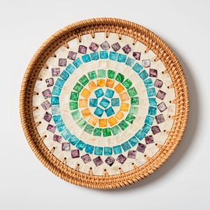 คุณภาพสูงจากผู้ผลิตทอหวายหวายถาดเสิร์ฟผสมกับแม่ของมุกจากเวียดนาม - Product Image 1