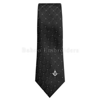 MASONIC REGALIA dasi hitam dengan persegi & LOGO kompas-FREEMASON TIE