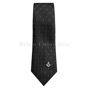 CORBATA MASÓNICA REGALIA NEGRA CON LOGO CUADRADO Y COMPÁS-CORBATA FREEMASON - Product Image 4