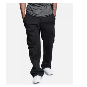 กางเกงวอร์มคาร์โก้ของผู้ชายกางเกงวอร์มทรงหลวมแบบตรงมีกระเป๋าผ้าย้อมสีล้วนความต้องการสูง - Product Image 3