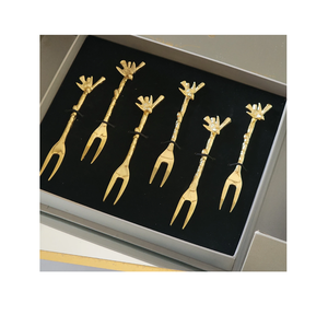 Ensemble de fourchettes à fruits dorées avec poignée en PVD uni pour ustensiles de cuisine table à manger ensemble de fourchettes à fruits cuillère en acier miroir - Product Image 2