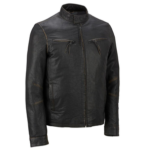 Chaqueta de cuero de motorista para hombre de invierno y otoño, chaqueta bomber OEM, venta al por mayor, nueva moda 2024, personalizada, clásica, ajustada - Product Image 1