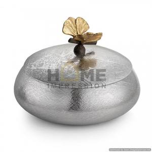 Nouveaux bols de service en métal de luxe, motif papillon et Ginkgo, dorés, design antique, vente en gros, best-seller - Product Image 3