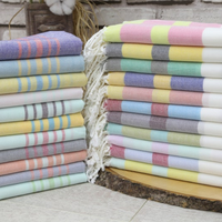 Serviette de plage pour adultes en coton turc Peshtemal, OEM ODM, séchage rapide, écologique, haute durabilité, certifiée GOTS, rayée, légère, Hammam