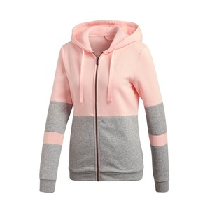 Ensembles de survêtements pour femmes en tissu éponge 100% coton de couleur unie sur mesure ensemble de survêtements à capuche avec fermeture éclair pantalon 2 pièces - Product Image 2