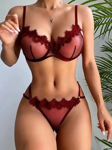 MONO RIDER Women's Sexy Solid Color High Cut Underwire Full Cup Padded Bra Panty Set 100% Cotton Breathable Quick Dry - Product Image 2