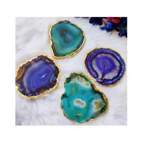Posavasos de ágata azul de alta calidad, precio al por mayor, posavasos colorido, rebanadas de ágata naturales artísticas - Product Image 4