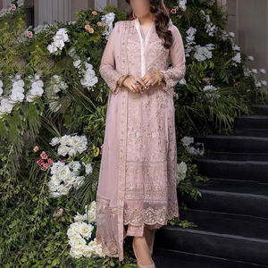 Pakistani Shalwar Kameez Women Dress <b>3</b> Piece <b>Ladies</b> <b>4</b> Season Embroidered Shirt <b>Trouser</b> With Organza Dupatta Suit - Product Image 6