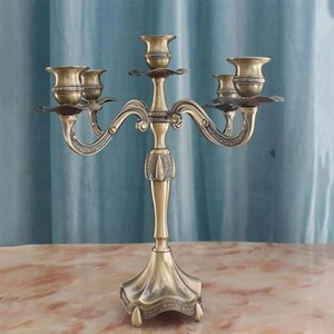 Candelabro de Metal Retro de oro alto, candelabro de centro de mesa de boda, candelita - Product Image 1
