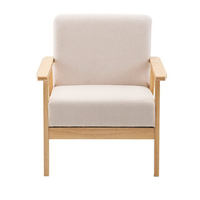 Fauteuil rembourré moderne de style japonais OEM | Chaise de loisirs en tissu et bois pour chambre à coucher, salon et meubles de maison