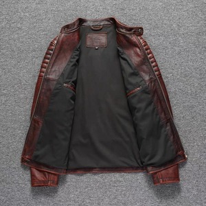 High Quality Custom Black Coated Genuine Leather Stand Collar Vintage Style Letterman Varsity <b>Jacket</b> <b>for</b> <b>Men</b> - Product Image 3