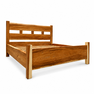 Elegant Solid Suar Wood Modern Wholesale Horizon Suar Wood Bedframe <b>Platform</b> <b>Bed</b> with Slatted <b>Base</b> for Hotel & Resort Guest Room - Product Image 3