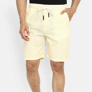 กางเกงขาสั้นผู้ชายเอวกลางทำจากผ้าฝ้าย100% ลำลองสีทึบสไตล์ใหม่ทำตามสั่ง - Product Image 1