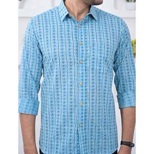 Chemise décontractée pour homme en coton imprimé à manches longues, respirante, en popeline ou tissu Oxford, motif floral ou à pois, offre ODM - Product Image 2