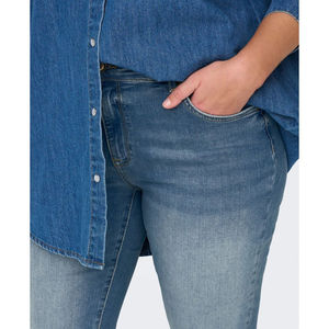 Pantalones vaqueros elásticos transpirables de cintura alta con logotipo personalizado 2025, pantalones vaqueros informales ajustados con técnica de estampado de cintura baja para mujer de talla grande a granel - Product Image 5