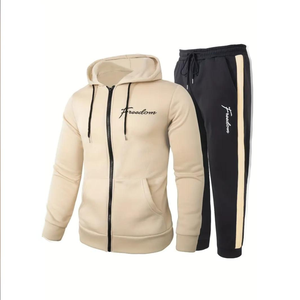 Survêtements décontractés d'hiver de haute qualité pour hommes avec logo personnalisé tissu polaire respirant et coupe-vent teint uni écologique OEM/ODM - Product Image 1