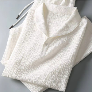 Ensemble de sport tendance pour homme, nouvelle collection hiver, polyvalent, décontracté, avec pantalon court à manches courtes, 100% coton, séchage rapide, survêtement 2025 - Product Image 5