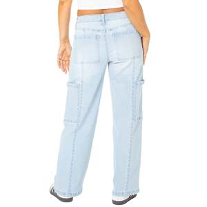 Denim jeans femmes pantalons hip hop vintage baggy coupe ample évasé en plein air grande taille vêtements mode cargo pantalon femmes tenue - Product Image 3