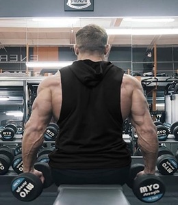 High Quality Lightweight <b>Sleeveless</b> Classic Fit Pull Over <b>Hoody</b> for <b>Men's</b> Gym Wear - Product Image 2