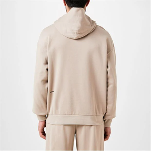 Sudadera con capucha de color liso con bolsillos Ajuste relajado Sudadera con capucha ligera para ropa informal Sudadera con capucha de moda con hombro caído - Product Image 3