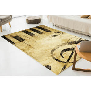 Alfombra con diseño de clave de sol, alfombra con notas musicales, alfombra marrón, alfombra para sala de música, alfombra personalizada, alfombra suave con pelo largo - Product Image 1