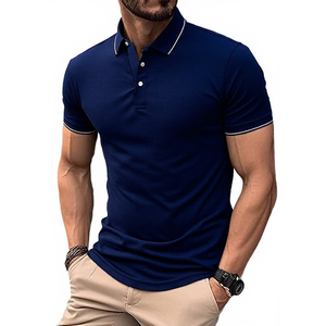 Polo de Golf de manga corta informal para hombre, estampado sólido, patrón 3D, logotipo bordado personalizado, de punto para Polos de verano - Product Image 4