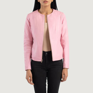 Veste en cuir de vachette pour femme, taille plus, imprimée sur mesure, de haute qualité, pour l'hiver, style varsity, respirante, coupe-vent, col roulé - Product Image 4