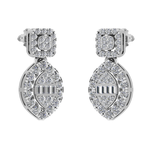 Pendientes de tuerca de diamante en forma de marquesa de moda para mujer, joyería de fiesta de diamantes de moissanita fina de platino 950, OEM ODM - Product Image 3