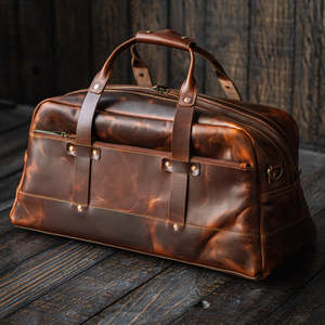 ALW Luxury Travel Weekender Sac de sport personnalisé en cuir pleine fleur véritable Bagage portable de grande capacité en polyester ODM/OEM - Product Image 2
