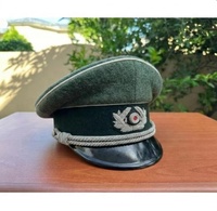 Casquette à visière en gabardine pour officier d'infanterie allemand Heer de la Seconde Guerre mondiale avec insignes, chapeau allemand noir M43 de la Seconde Guerre mondiale, chapeaux allemands SS M42 édition limitée