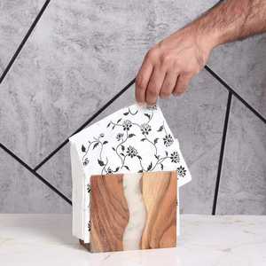Dispensador de Servilletas de Madera Hecho a Mano con Diseño Único de Incrustaciones de Resina, Porta Servilletas Económico para Uso en Interiores, Exteriores y Bodas - Product Image 3