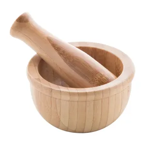Mortier en bambou durable pour herbes et épices, pour une cuisine éco-responsable - Product Image 1