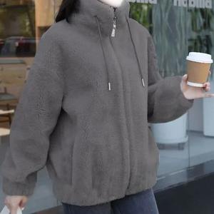 <b>Women's</b> Winter Warm Seven-Color <b>Cardigan</b> Sweater Thickened Double-Sided Velvet Jacket High Collar Zipper New Hoodies Sweatshirts - Product Image 3