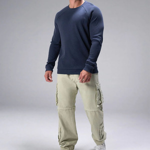 Sweat-shirt à col rond pour hommes, chemise pull décontractée à manches longues en tricot gaufré à texture géométrique - Product Image 4