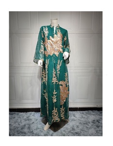 2023 Eid Collection White Satin Women's Abaya Dress Long Moroccan <b>Kaftan</b> <b>Sequins</b> Embroidery Pleated Pearl Jilbab Islamic Arabic - Product Image 4