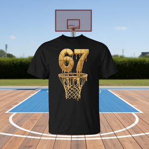 T-shirt promotionnel 67 Gold Drip Basketball Meme Alpha Slang 6/7/Six Seven - Product Image 3