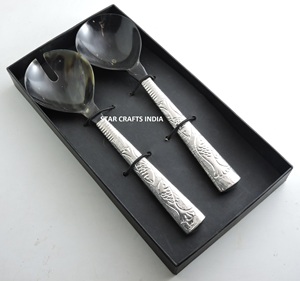 Nouveau design de service à salade en corne Ensemble de service à salade en corne Ensembles à salade en résine pour la décoration de table - Product Image 2