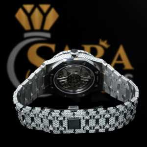 Reloj de diamantes VVS Moissanite totalmente helado de la mejor calidad, elegante reloj analógico de acero inoxidable, esfera de cristal, moda de negocios de lujo - Product Image 4