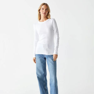 Vente en gros de chemises à manches longues pour femmes de toutes tailles chemises à manches longues de haute qualité 100% coton T-shirts à la mode décontractés pour femmes - Product Image 1