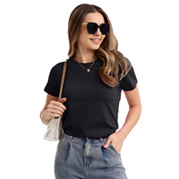T-shirt d'été pour femmes adultes, vente en gros, coton léger, manches courtes, décontracté, respirant, écologique, grande taille, col rond, doux