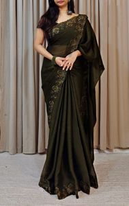 Saree voan đẹp với chuỗi thêu làm việc với đường viền công việc cắt, Saree mặc đám cưới, Saree mặc bên nhà thiết kế. - Product Image 6