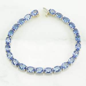 Vintage Modern Design High Quality Tanzanite Gemstone Handmade 18K Gold Plated Oval <b>Chain</b> Link Bracelets 925 Sterling Silver - Product Image 3