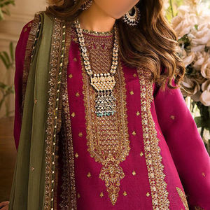 Vestidos de novia 2024 paquistaníes por diseñadores paquistaníes Colección de gasa Trajes de 3 piezas Vestido de fiesta más vendido - Product Image 2
